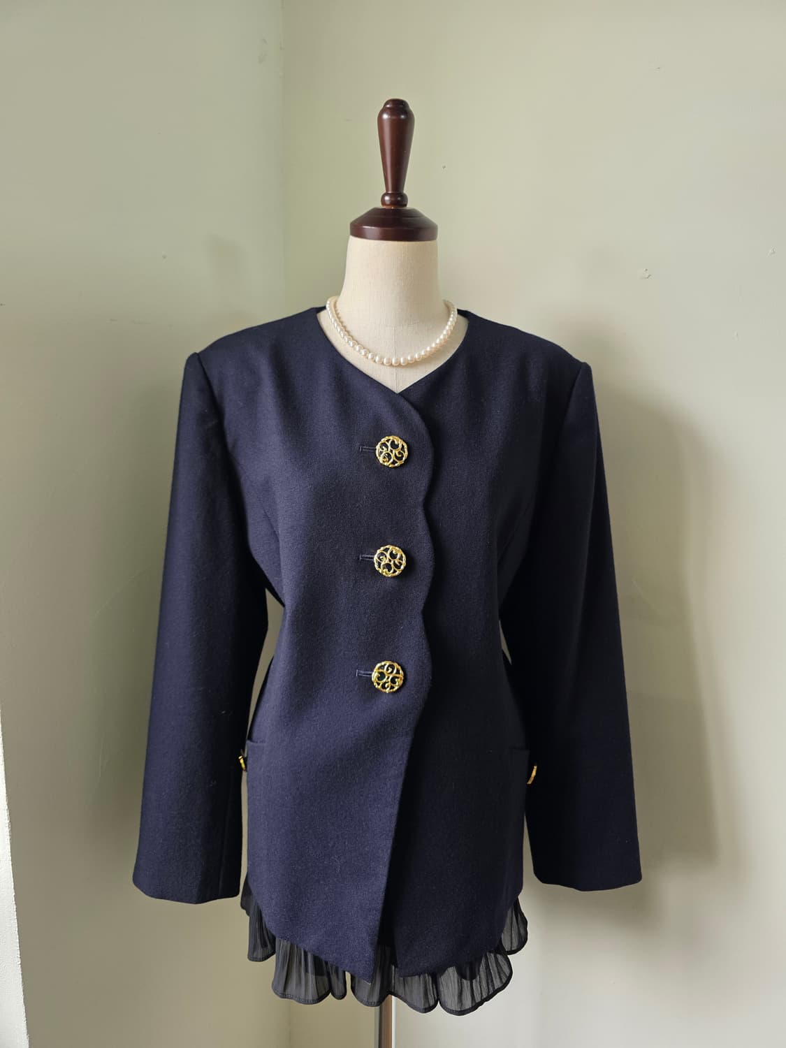 네이비 금장 단추 유니크 자켓 상품이미지2