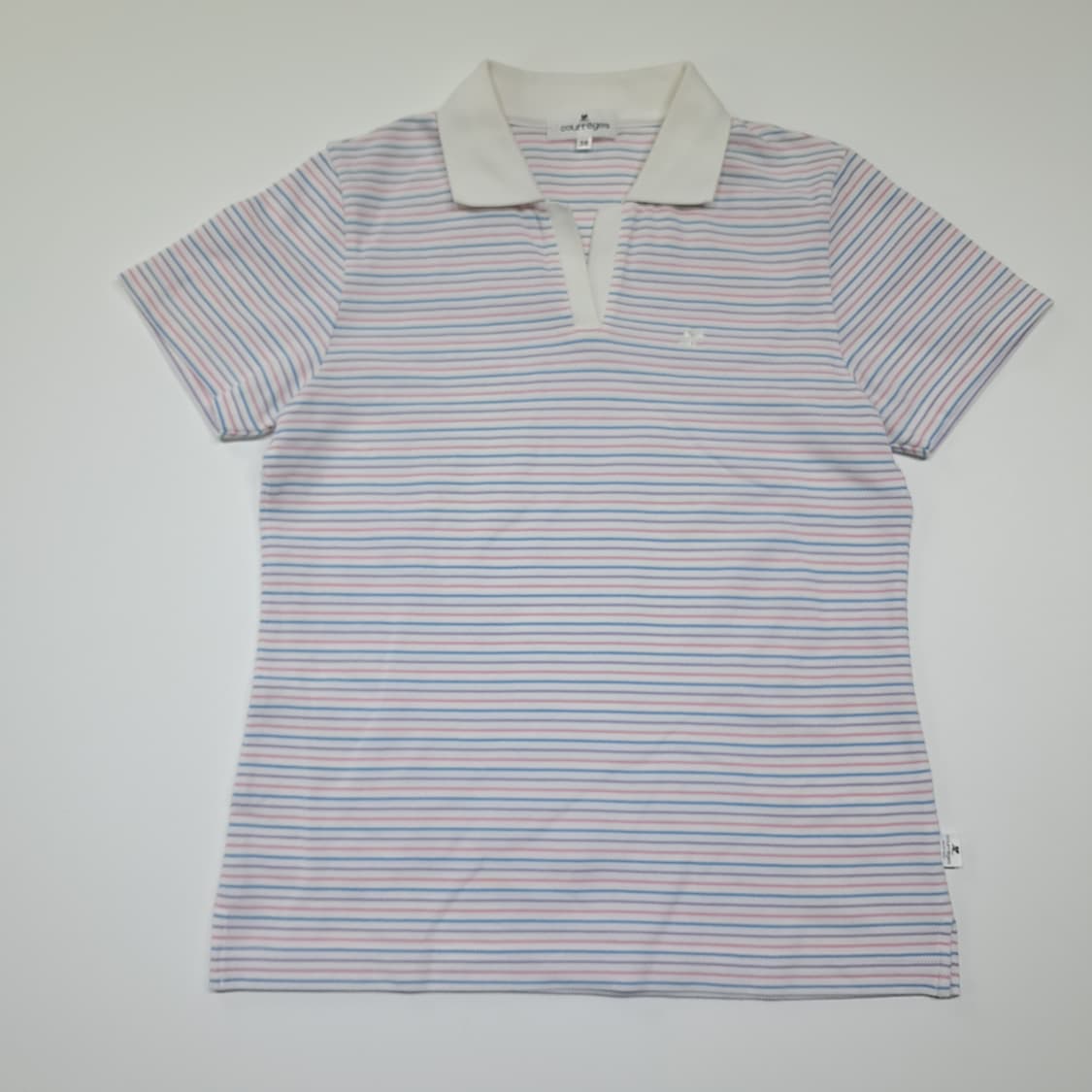 CK117 M 꾸레쥬 일본판 멀티 스트라이프 오픈칼라 티셔츠 상품이미지1