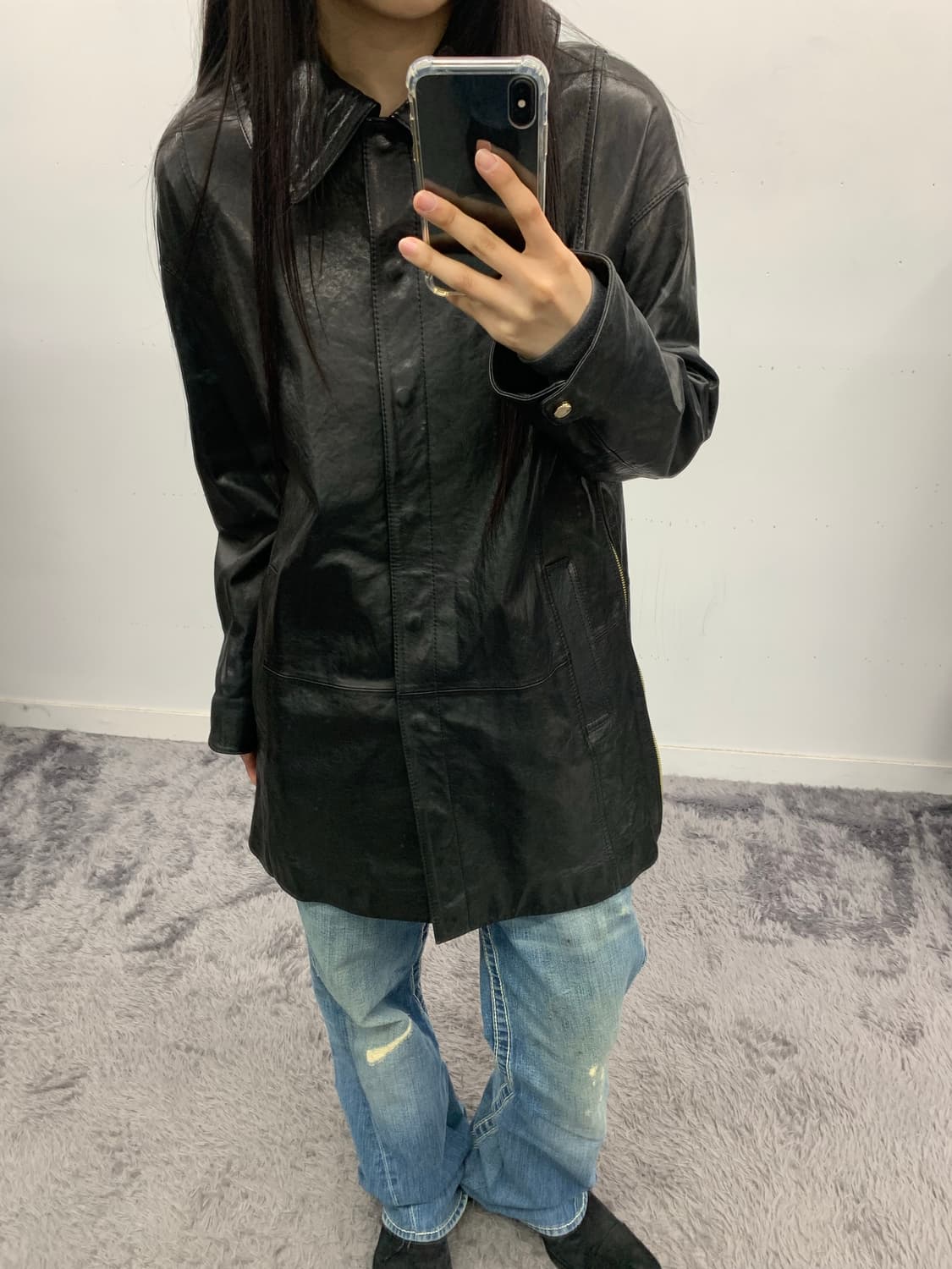 The studio K 램스킨 하프 지퍼 코트 상품이미지2