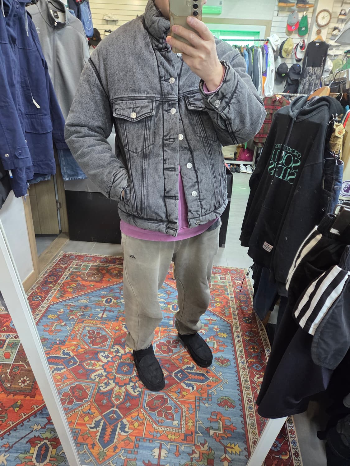 인터섹션 빈티지워싱 패딩 데님자켓 대략 L 오버핏  상품이미지6