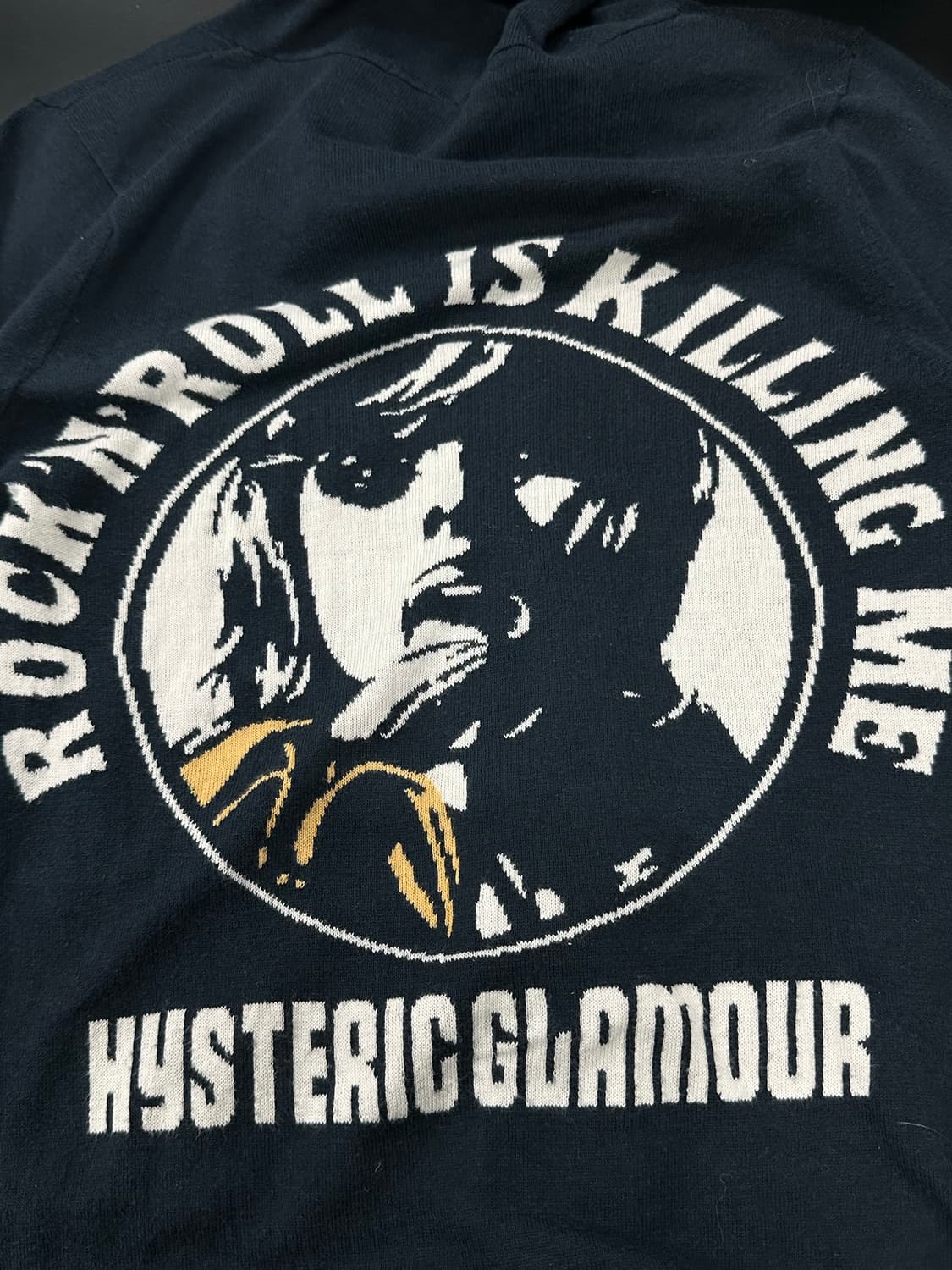 히스테릭 글래머 Rock N Roll 백프린팅 니트 집업 상품이미지6