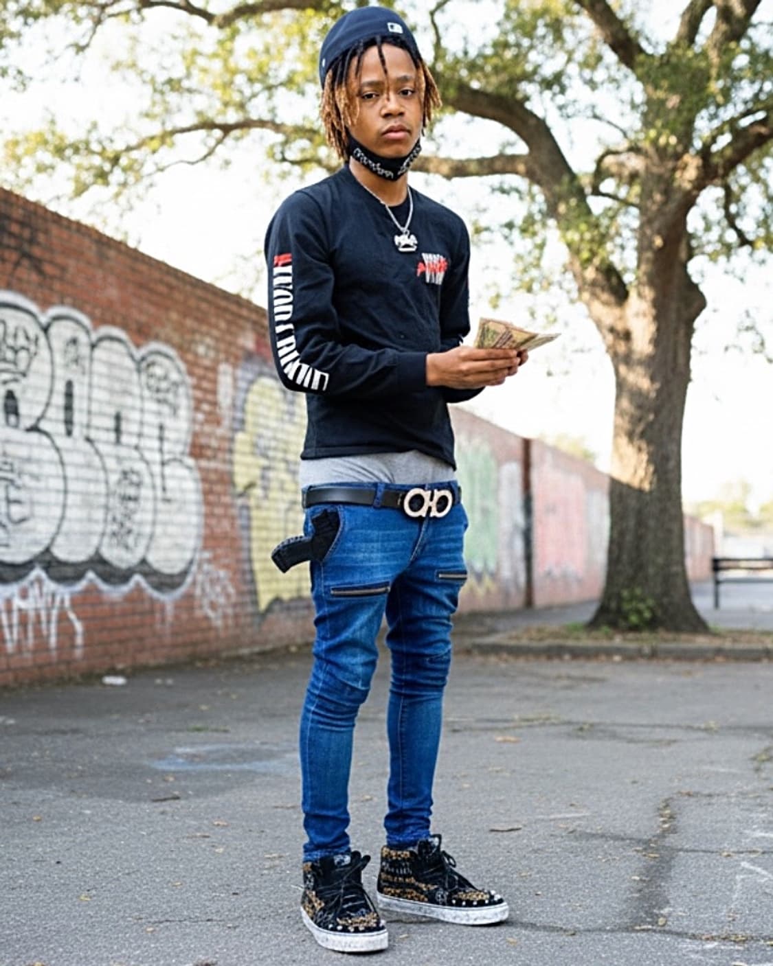 Revenge Madeo 디자이너 스터드 커스텀 치타 레오파드 반스하프캡 상품이미지1