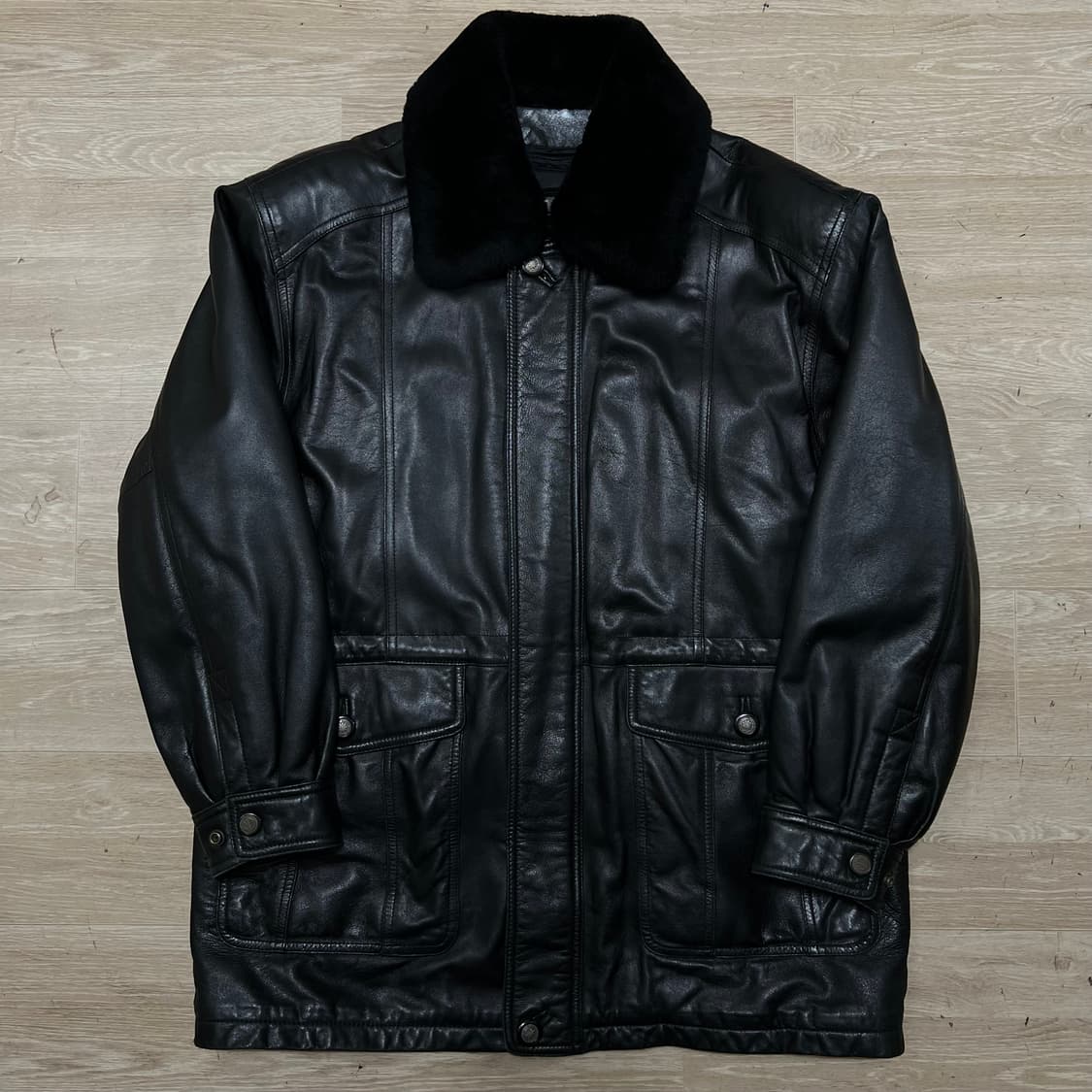 골프브라더스 램스킨 퍼카라 양가죽 무스탕자켓 [블랙] XL/105 상품이미지1
