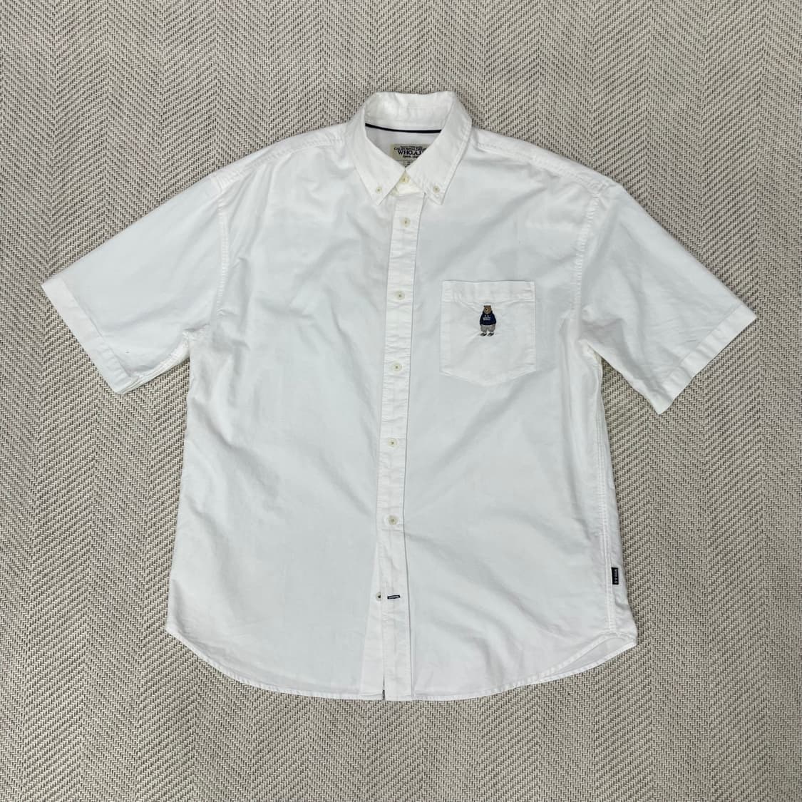 후아유 화이트 곰돌이 자수 반팔 셔츠 L 상품이미지1