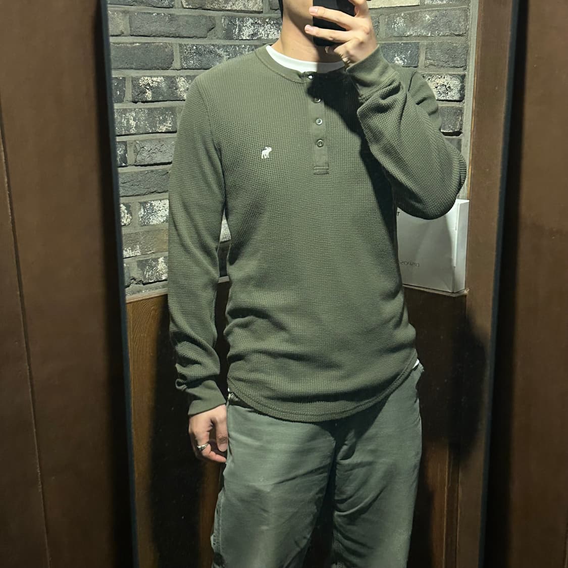 L) 아베크롬비 올리브 카키 써멀 와플티 티셔츠 상품이미지8