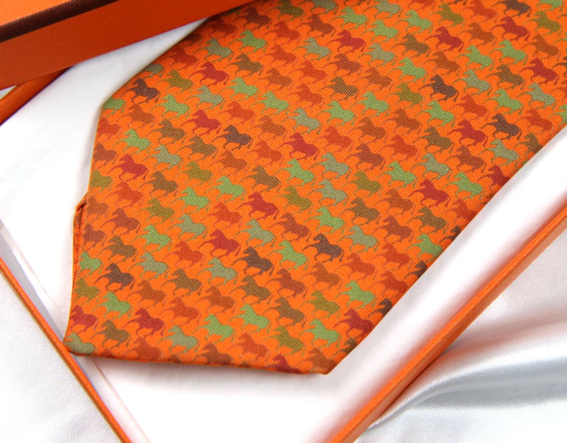 에르메스 9cm A+등급 오렌지 말 남자 명품 넥타이 상품이미지2