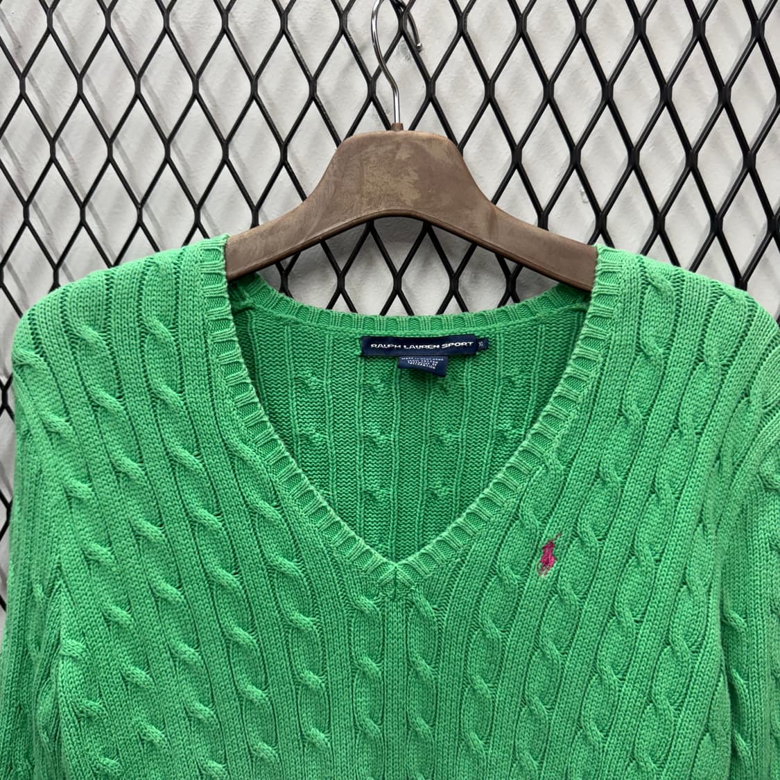 폴로 랄프로렌 케이블 니트 핑크 포니 포인트 라이트그린 상품이미지3