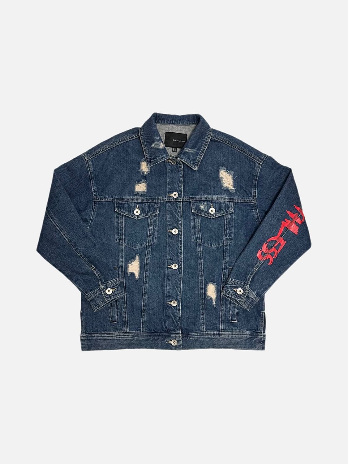 카이아크만 페인팅 데미지 데님 트러커 청자켓 상품이미지2