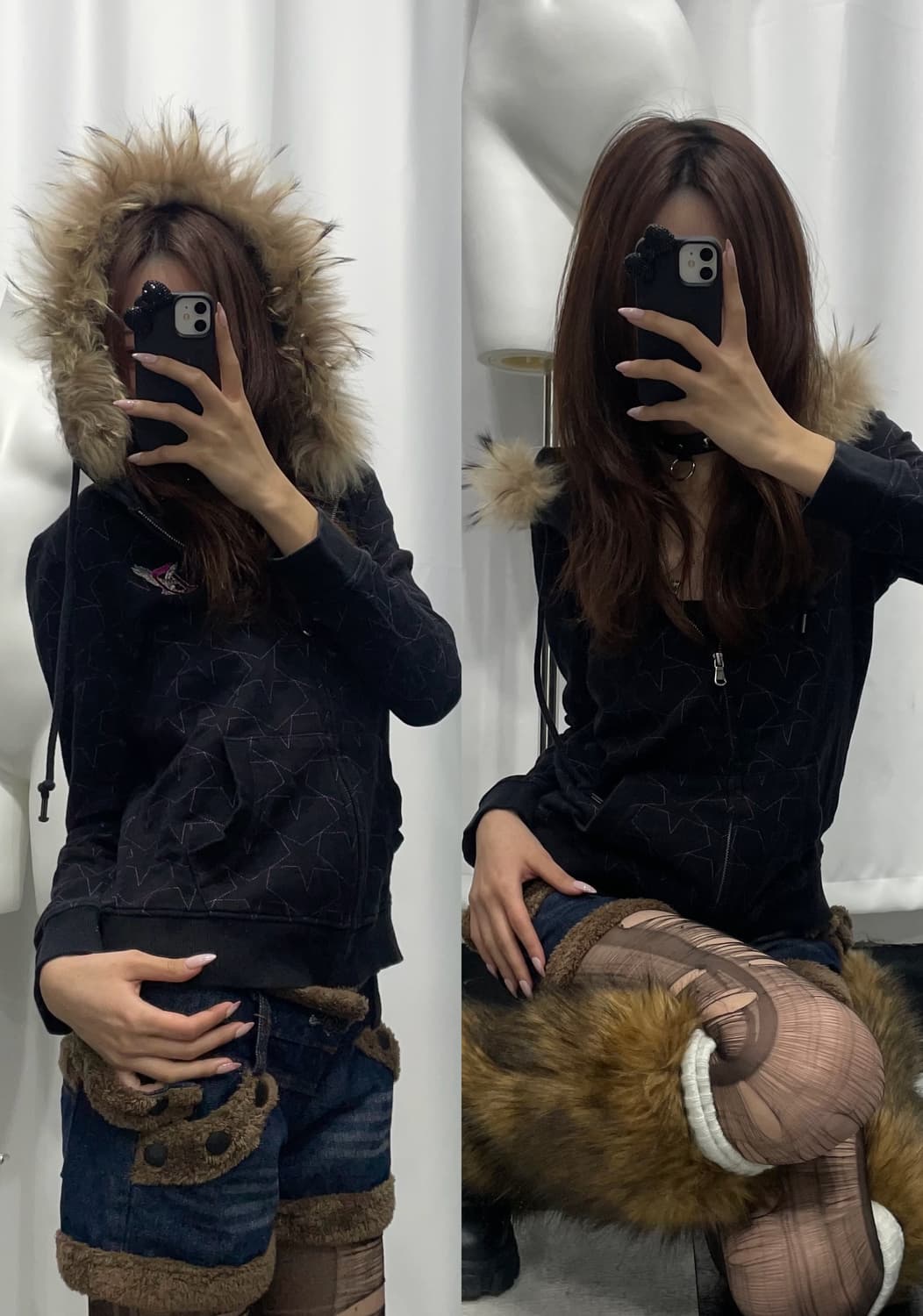 🎸바이올렛 스타 프린팅 퍼 후디🎸 상품이미지1