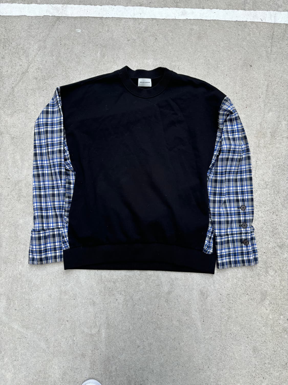 솔리드옴므 체크 배색 맨투맨 상품이미지6