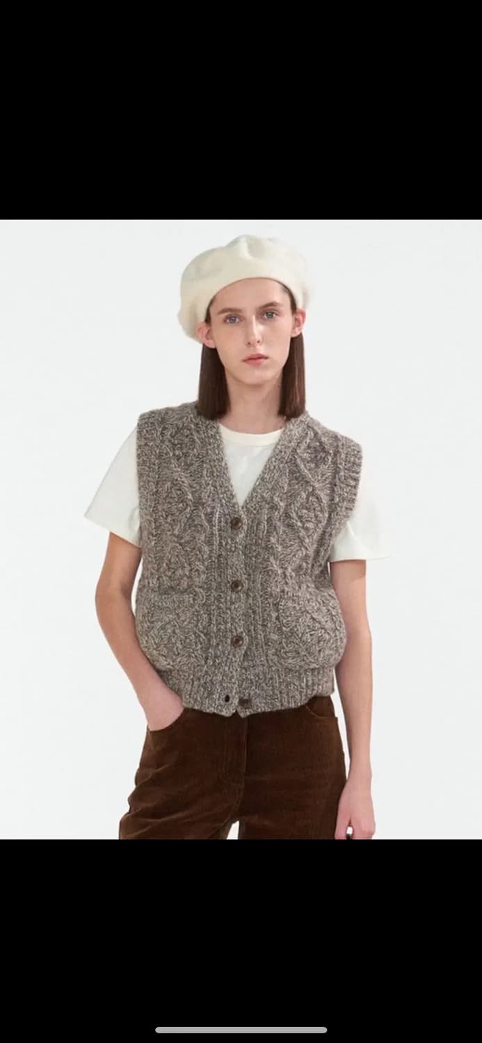 낫띵리튼 컨츄리 케이블 니트 조끼 올드브라운 상품이미지1