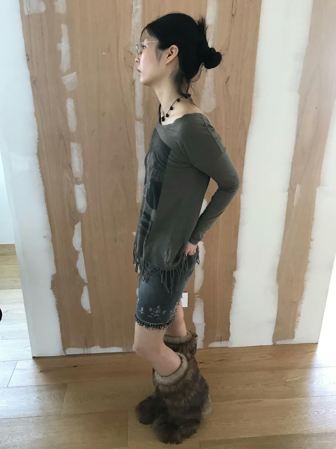 vintage beaded pattern skirt (29inch) 상품이미지4