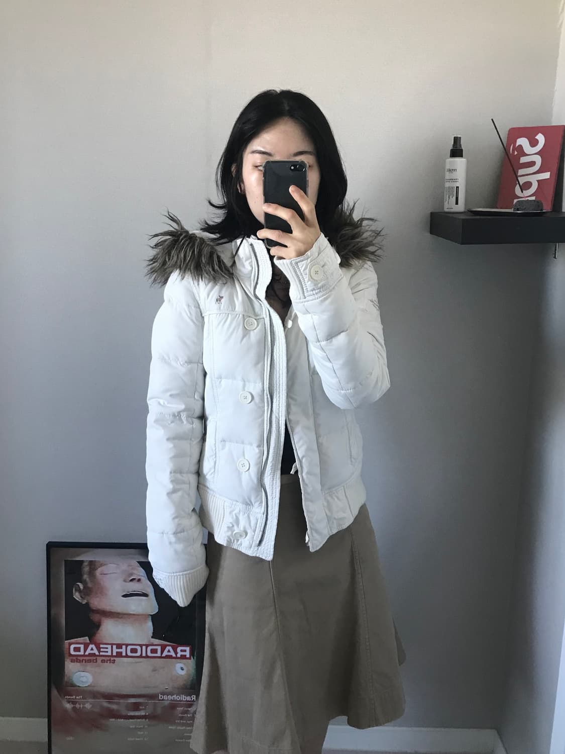 아베크롬비 대장급 화이트 울프죠 봄버 패딩 자켓 상품이미지5