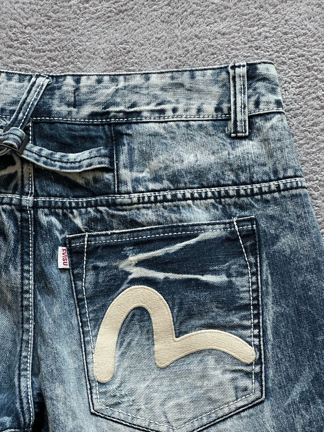 에비수 워싱 하프 신치백 데님팬츠 반바지 7부~8부 상품이미지7