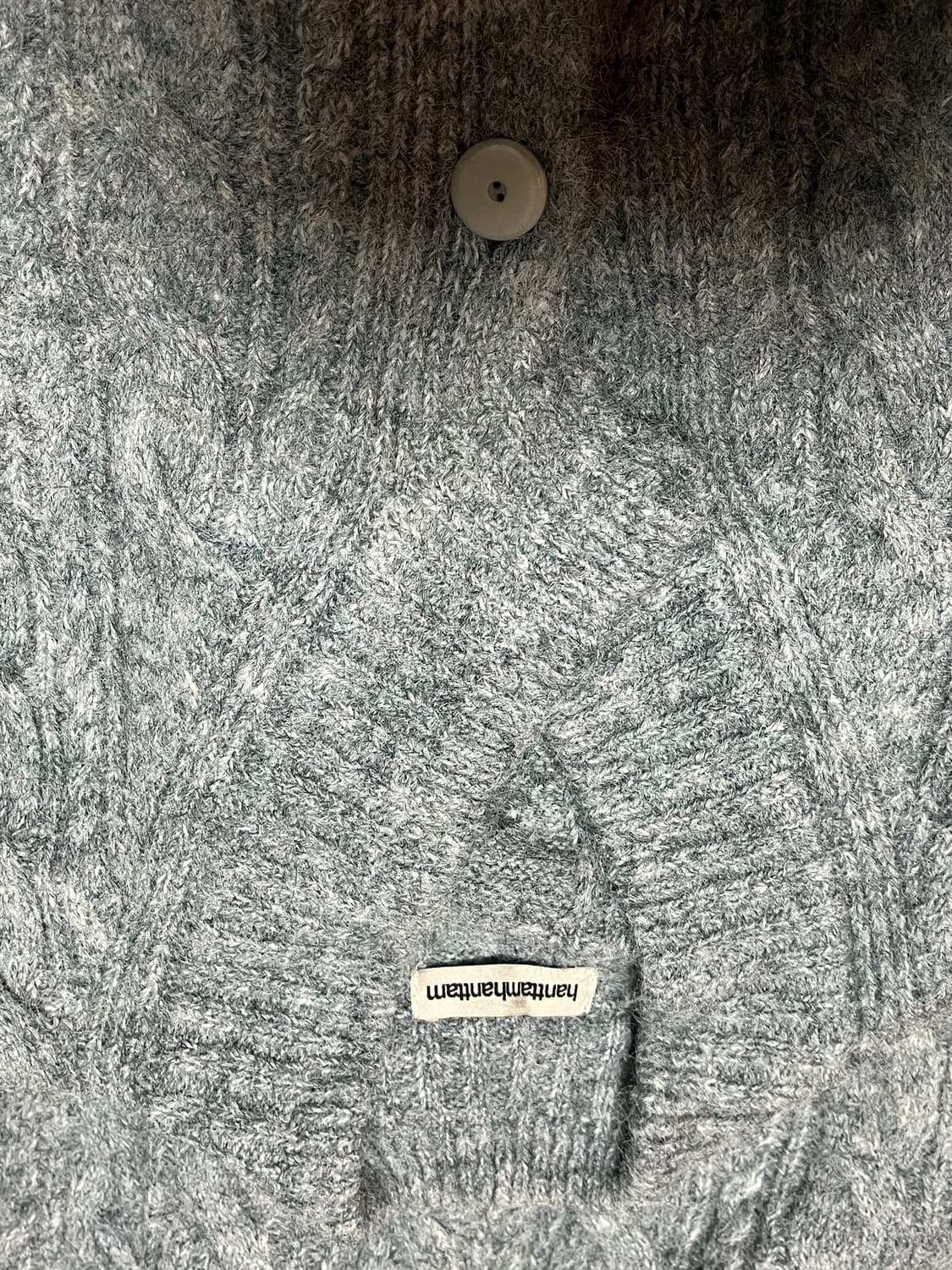 한땀한땀 수설 터키 블루 꽈배기 니트 저고리 롱 가디건 상품이미지3