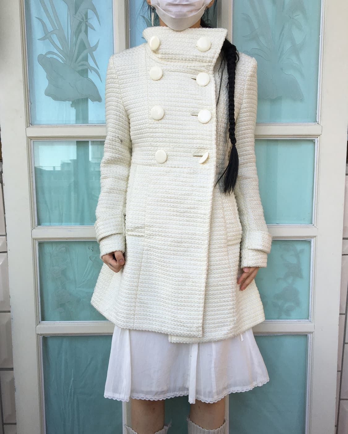 Double button high neck coat 상품이미지7