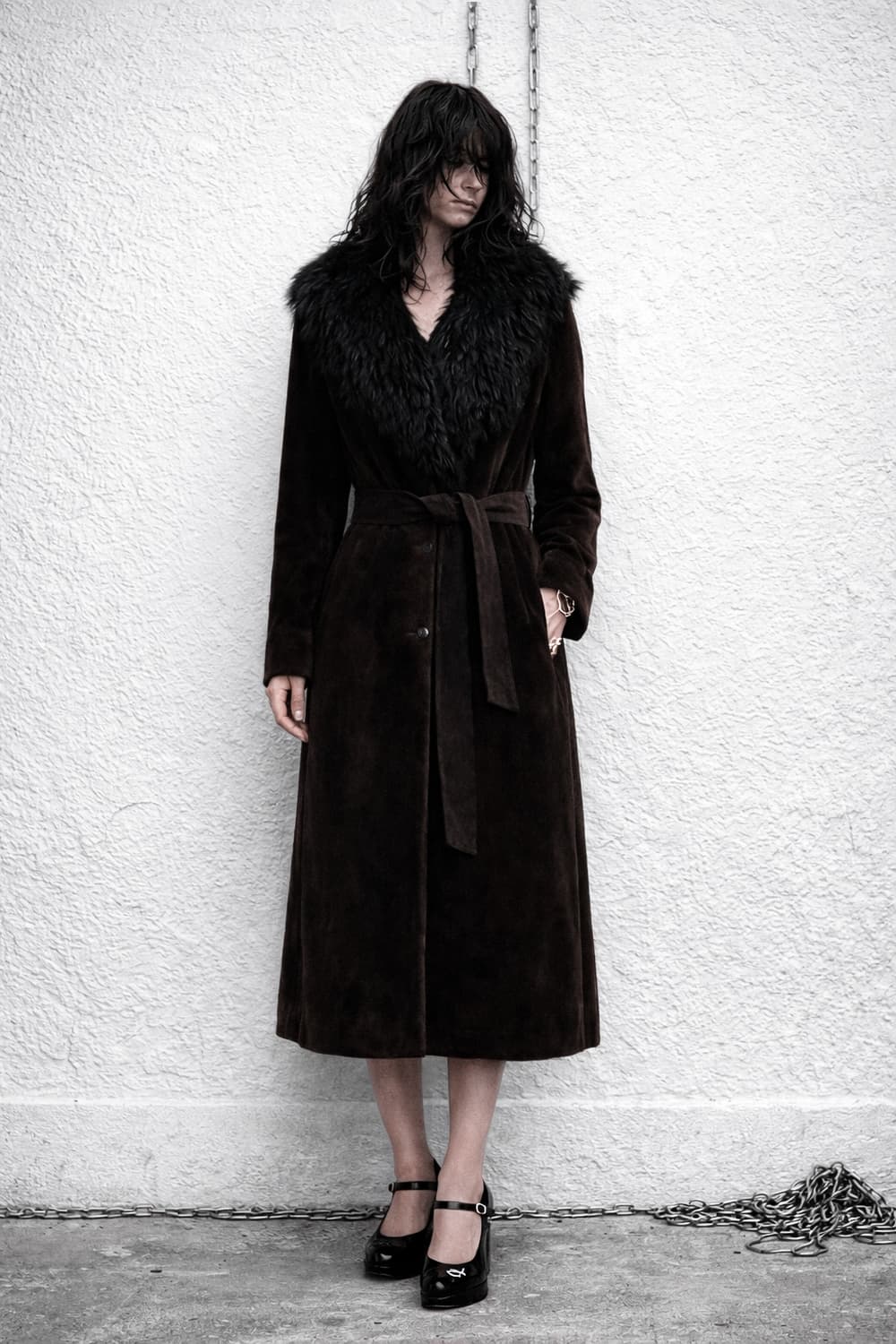 MAP & CO – Fur Collar Suede Long Coat 상품이미지1