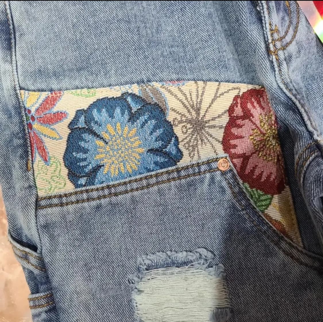 앤더슨벨 자카드 패치워크 더블니 카펜터 데님팬츠 상품이미지3