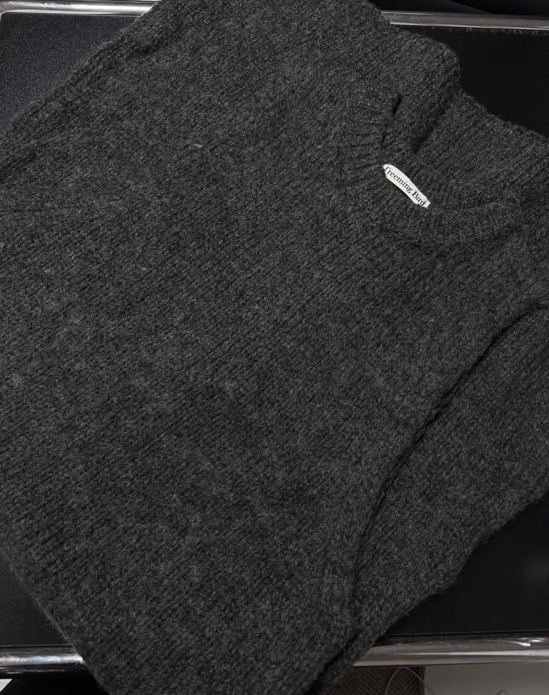 희귀매물)트리밍버드 니트원피스 챠콜 상품이미지3