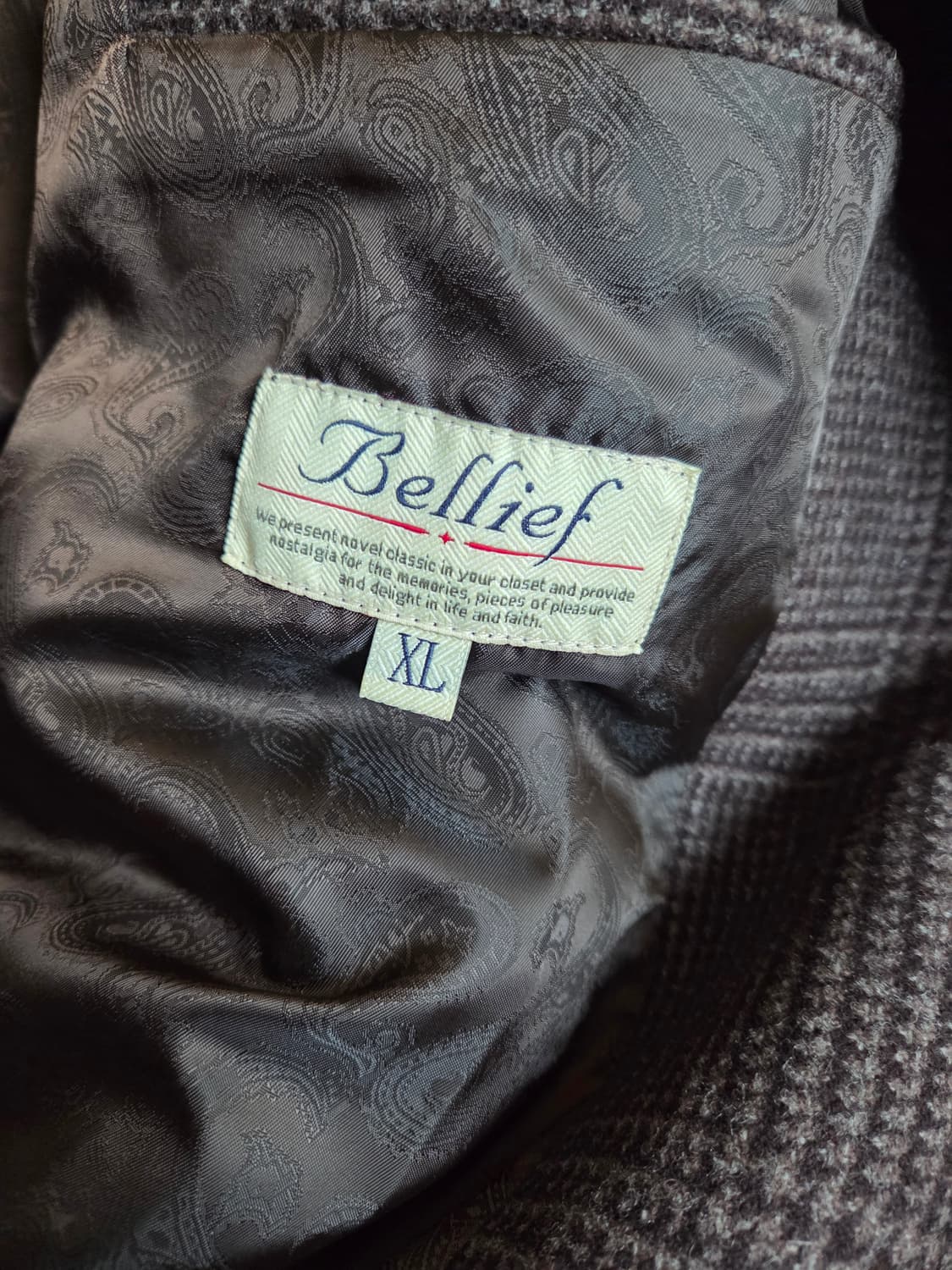 벨리프 글렌 체크 발마칸 코트 브라운 XL 상품이미지3