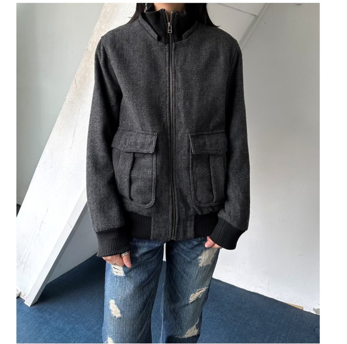 글로벌워크 트위드 점퍼 상품이미지1