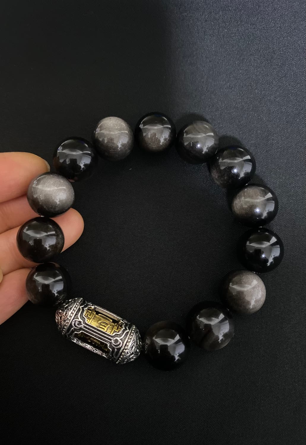 실버 옵시디언 단주 팔찌 14mm 상품이미지3