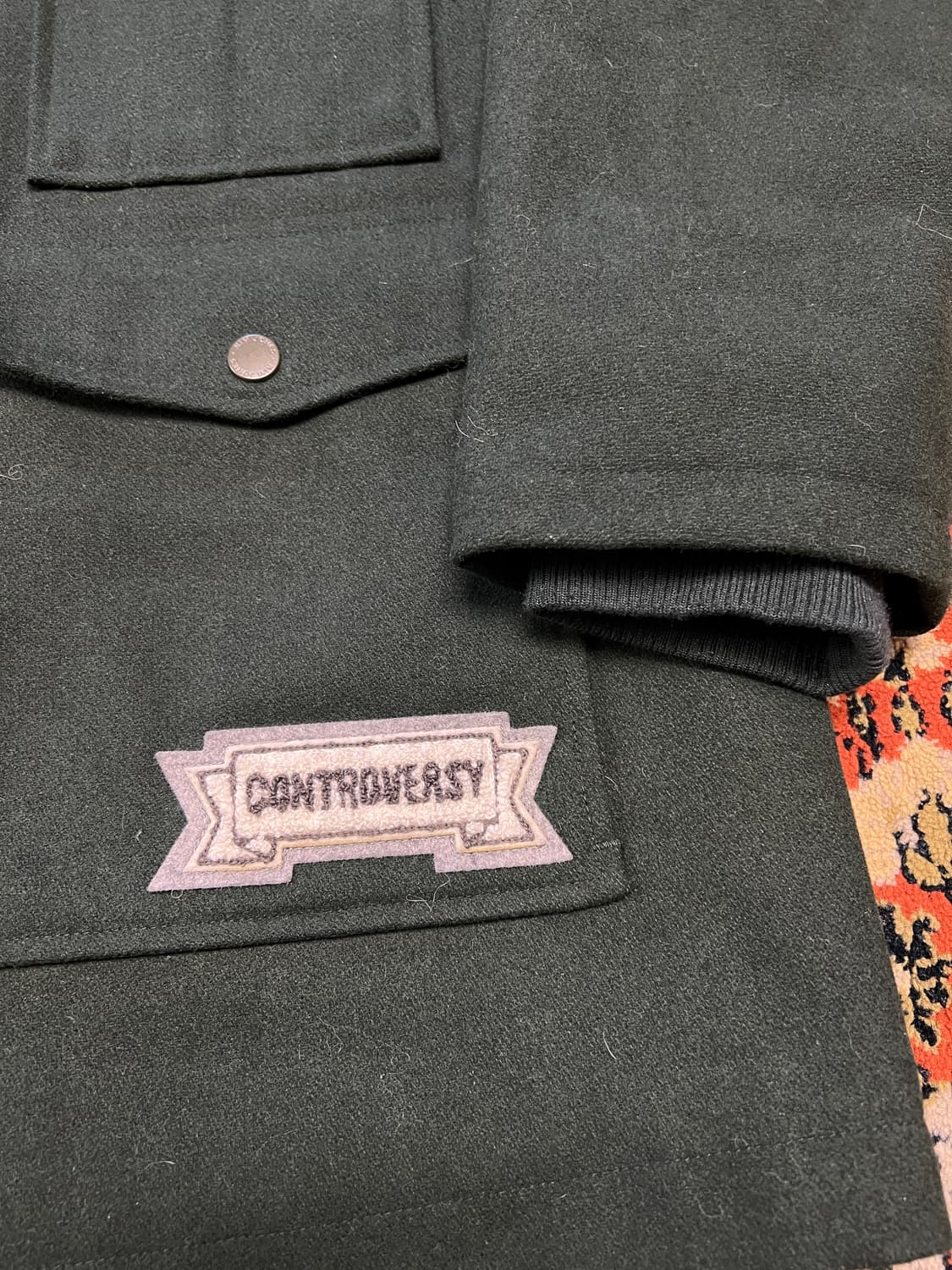 [L] 킴존스 X GU 콜라보 울 블렌디드 워크 코트 자켓 그린 상품이미지6