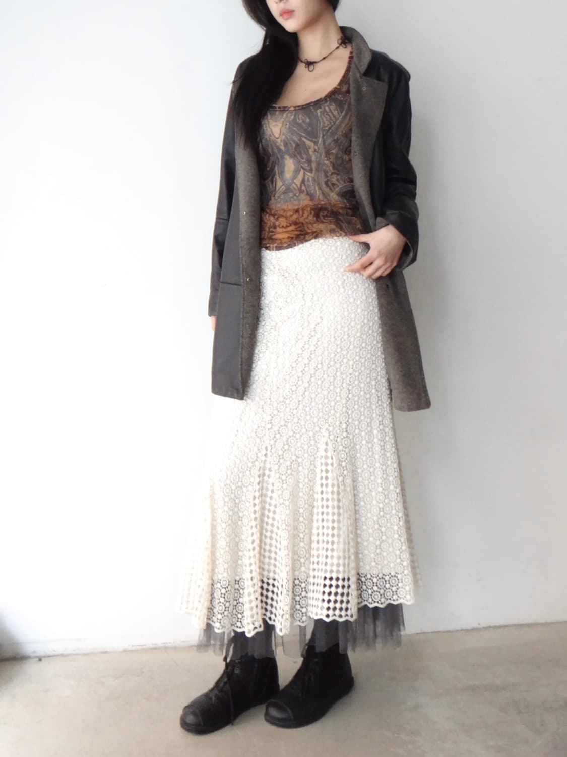 Punching mermaid knit skirt / ivory 상품이미지7