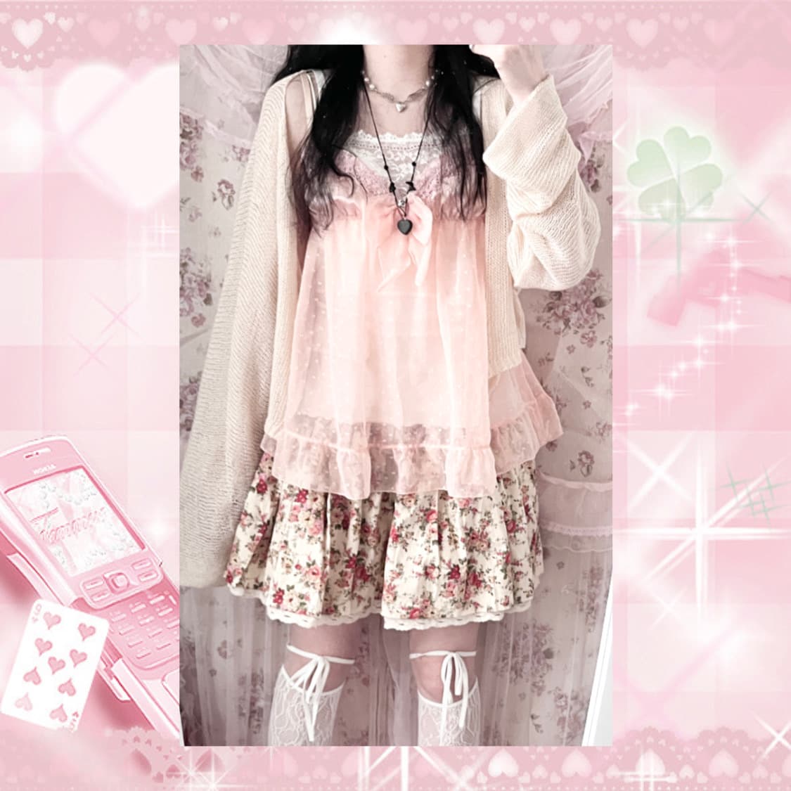 Vintage apricot cutie ribbon s 상품이미지2