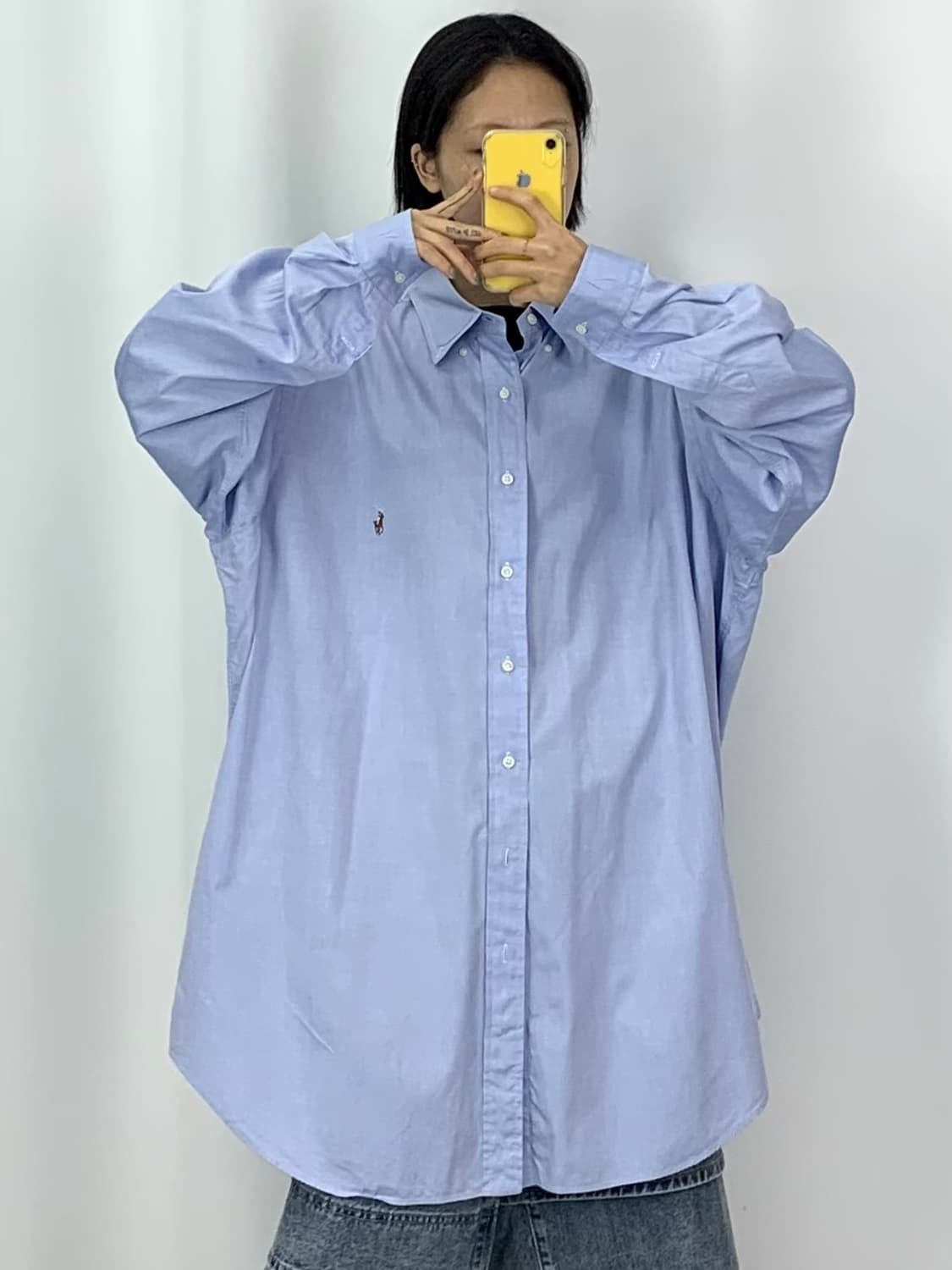 [4XL]POLO 블루 긴팔 빅셔츠  상품이미지2