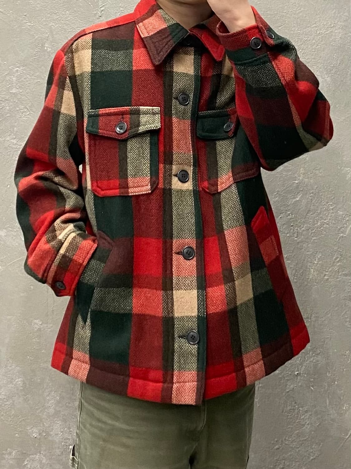 [M] 90s Benetton 베네통 이태리 메이드 울 체크 셔츠자켓 상품이미지9