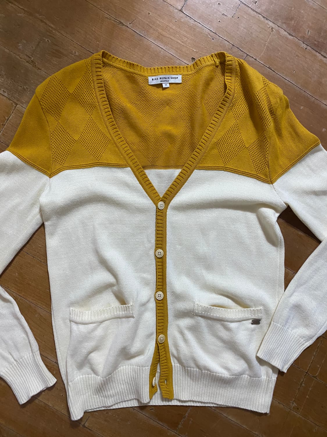(미착용) 빈폴 간절기 가디건 머스타드/아이보리 (95) 상품이미지1