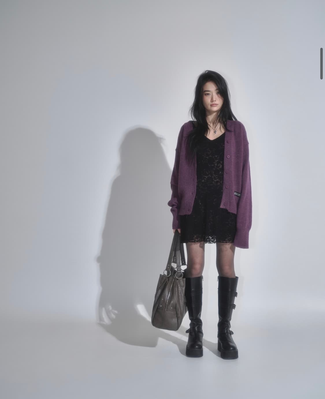 애즈온 하퍼 가디건 happer cardigan 퍼플 상품이미지3