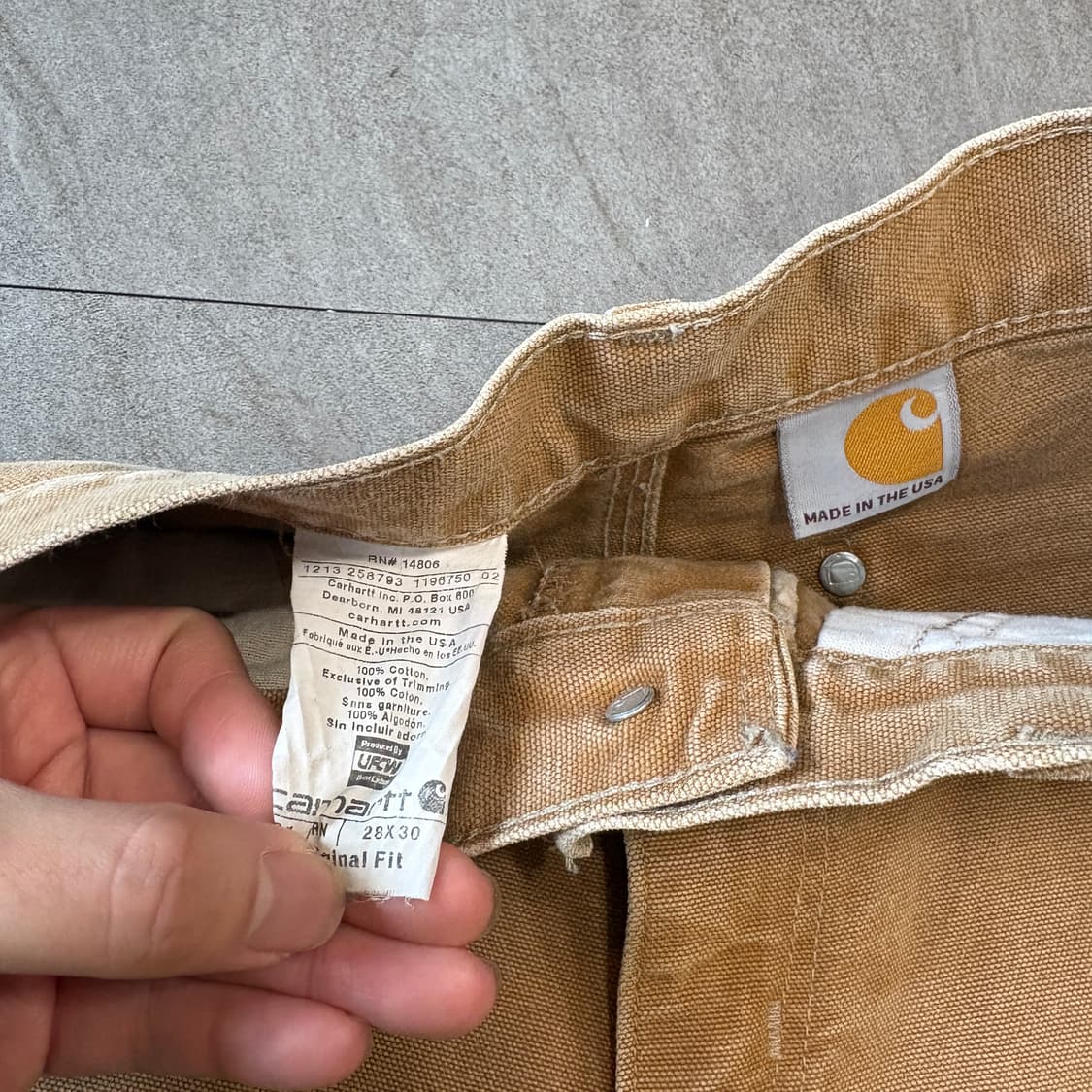 칼하트 미국 생산 브라운 더블니 팬츠 바지 상품이미지5