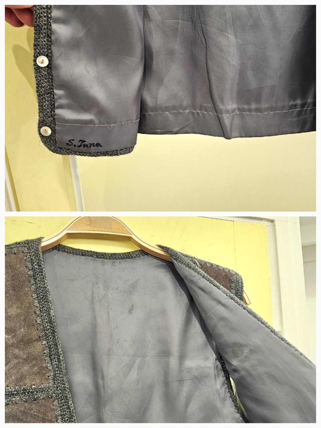 그레이 니트 스웨이드 레더조끼 상품이미지6