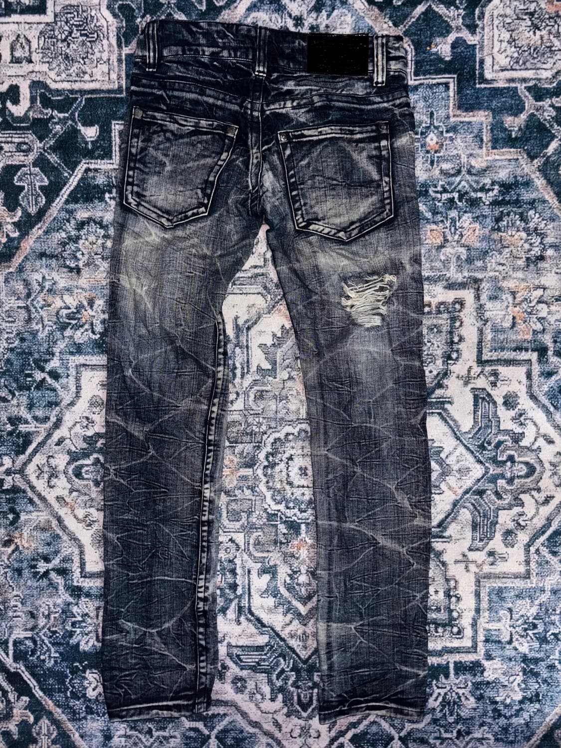 일본빈티지 Y2k 디트로이드 데미지 패치 데님 팬츠 상품이미지2