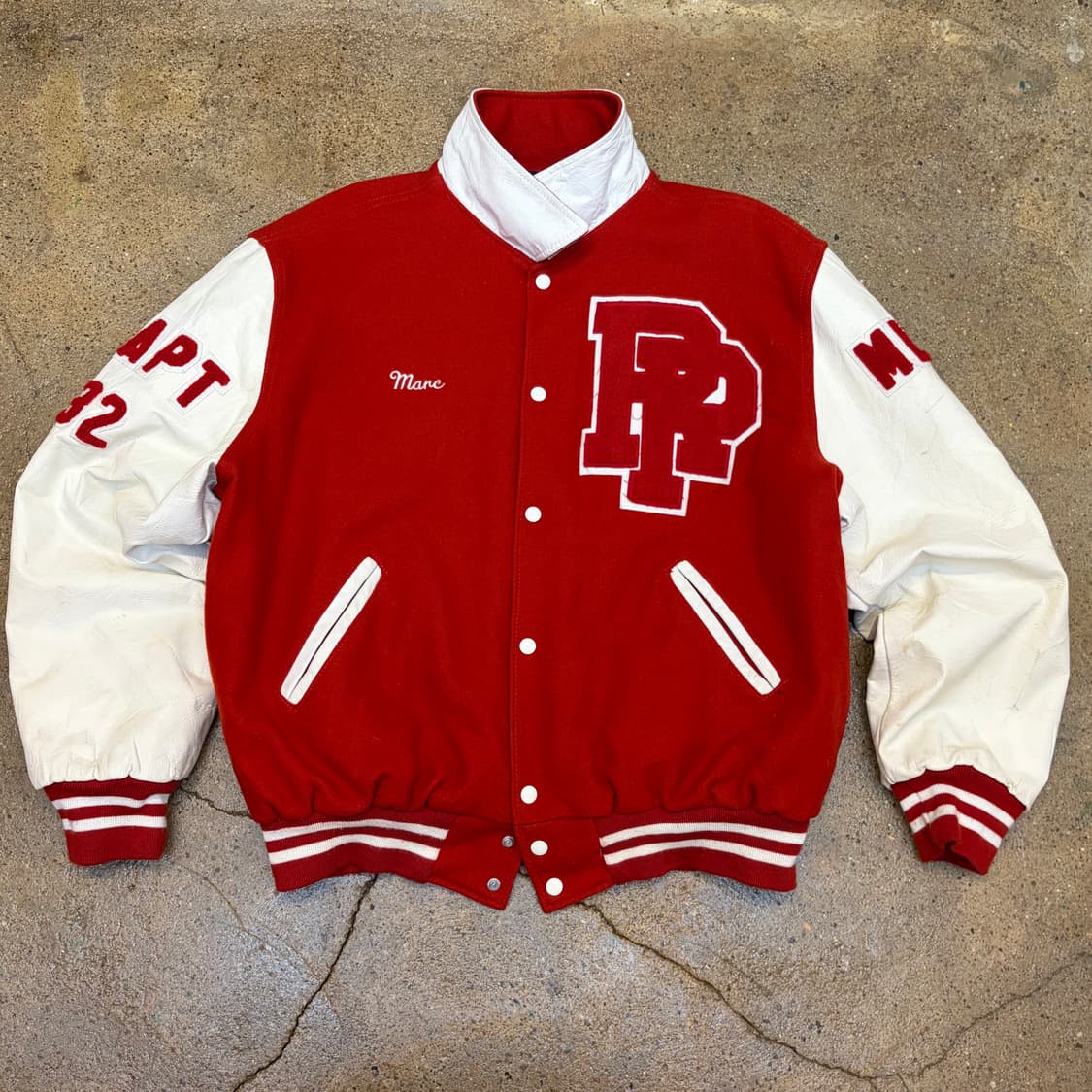 90s Made in USA 빈티지 할러웨이 울 가죽 바시티자켓 상품이미지6