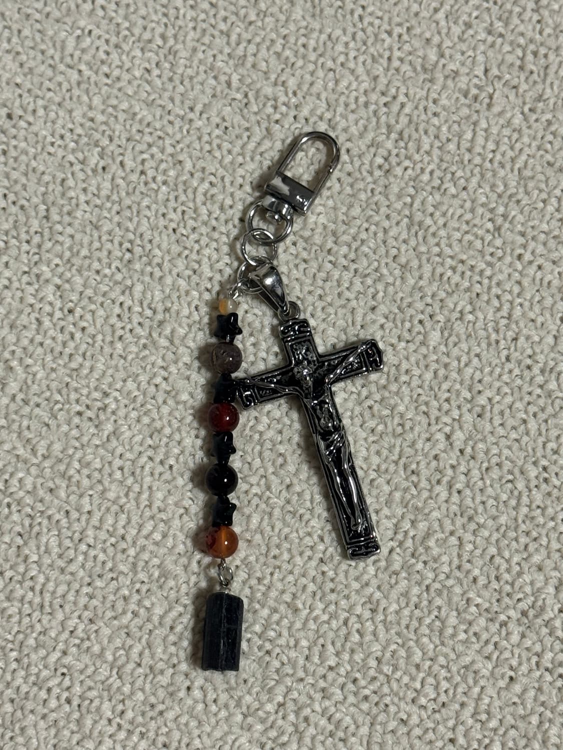 Brown cross gemstone keyring 탄원석 십자가 키링 상품이미지3
