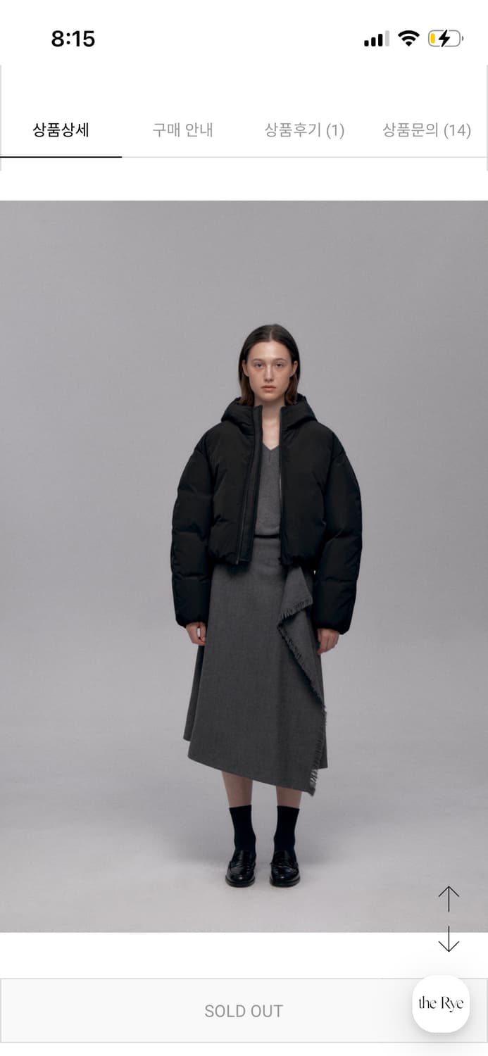 *해외출국으로 판매중단예정* TheRye 더라이 구스다운 패딩 블랙 상품이미지2