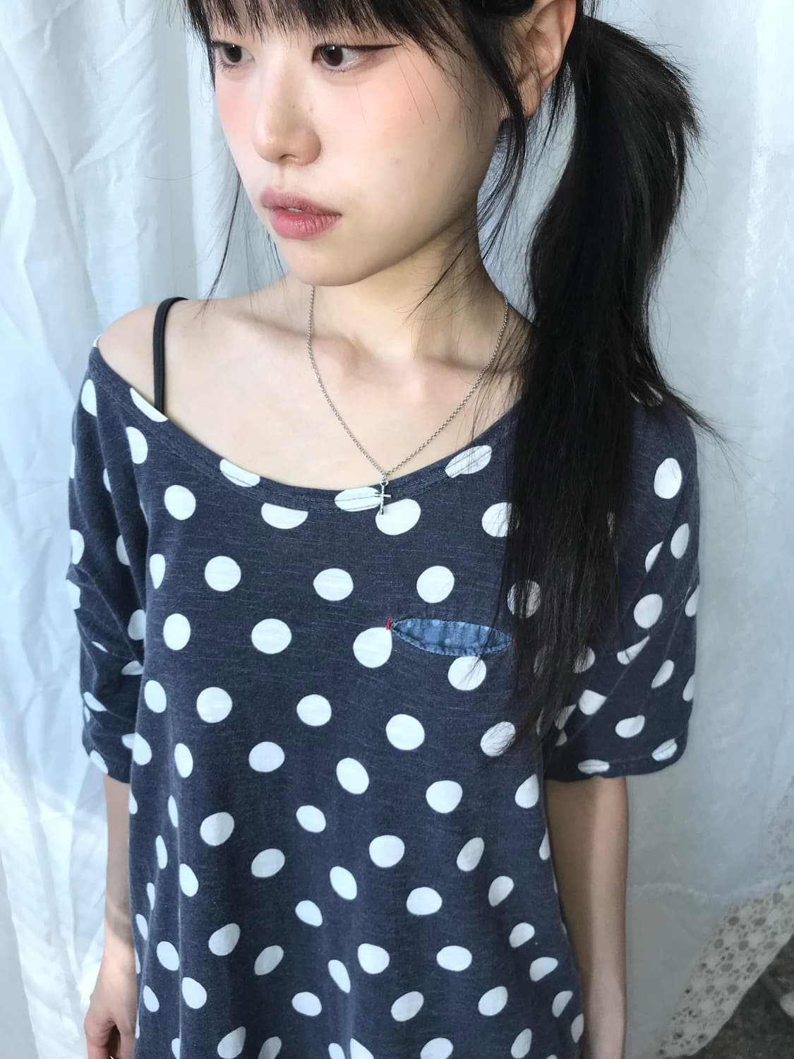 ⊹ Authentic Cube Sugar 도트 스티치 디테일 티셔츠 상품이미지2