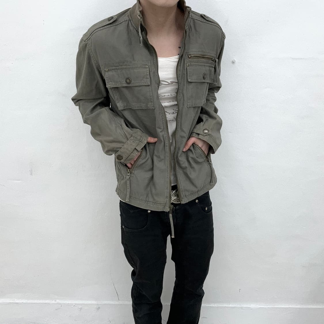 Khaki military grunge jacket  상품이미지2
