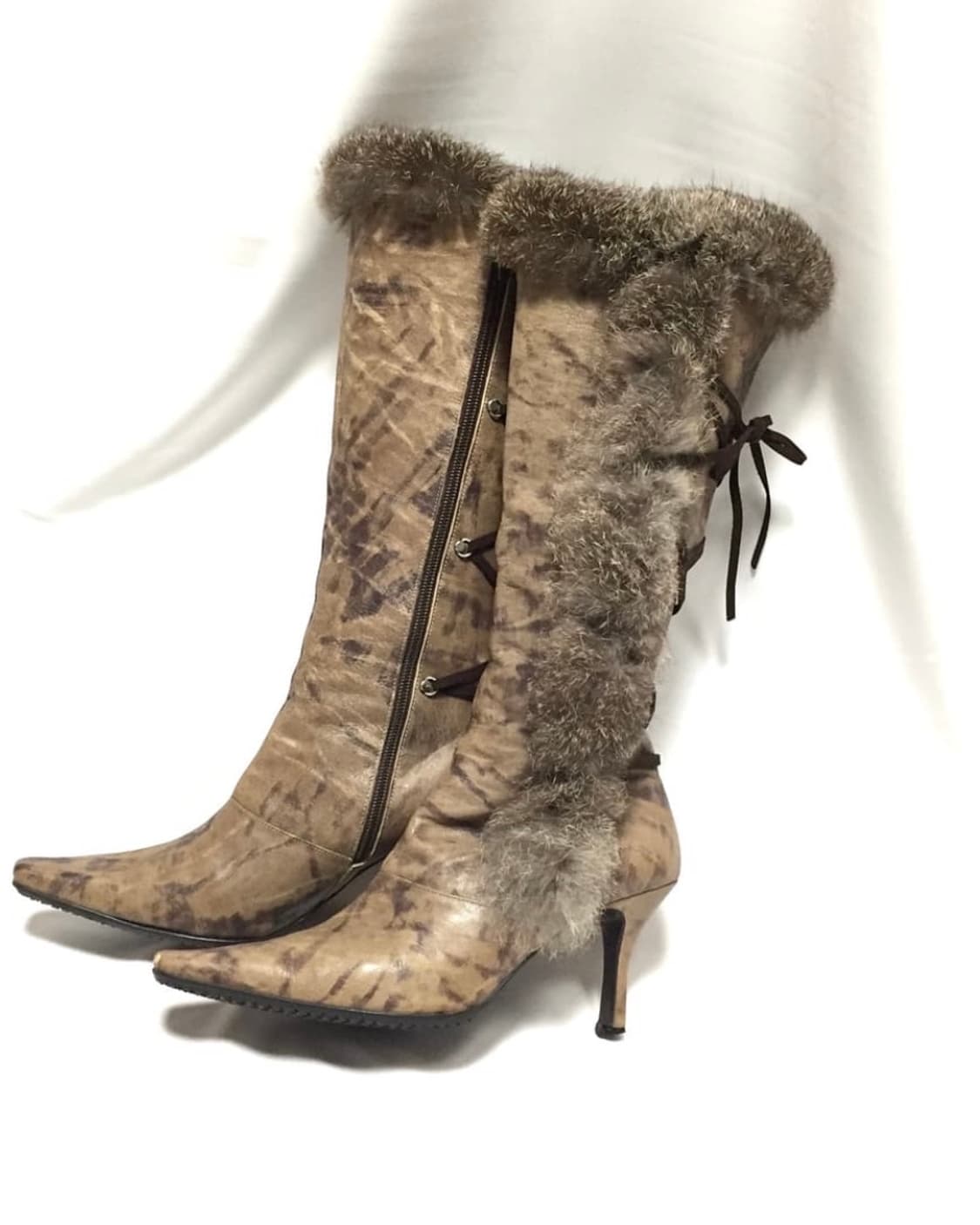 레이스업 롱 퍼부츠 Real Fur Long Boots 택포 상품이미지7