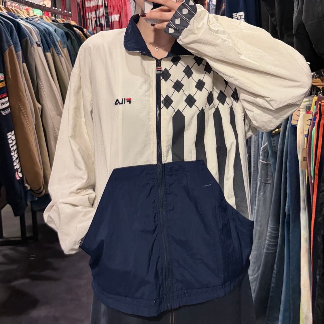 [IM] FILA 휠라 바람막이 아이보리 네이비 상품이미지3