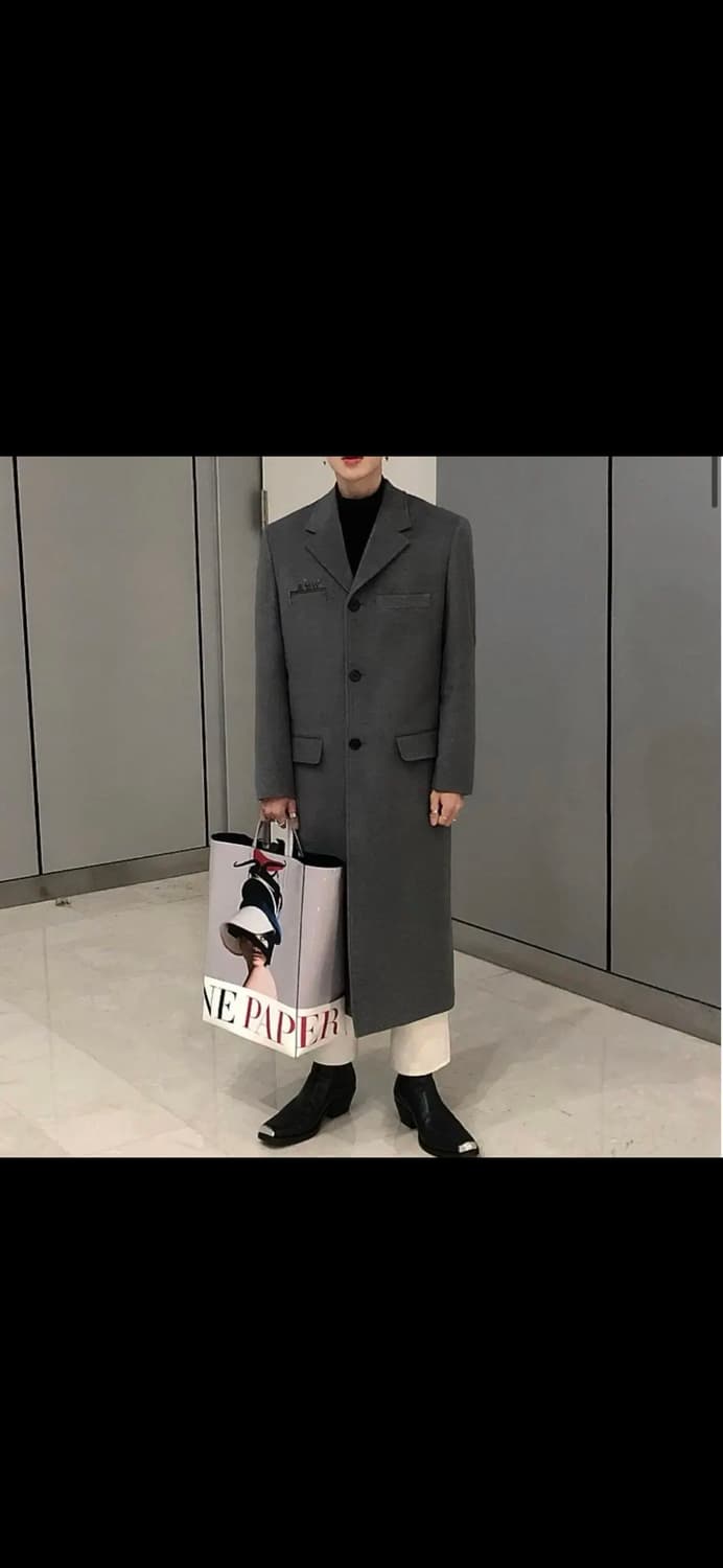 mngu 밍구 체스터필드 롱코트 그레이 L 라지 상품이미지2