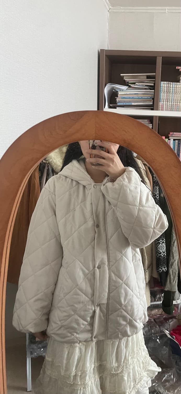 모리걸 빈티지 아이보리 후드퍼 눈꽃 패딩 🤍❄️ 상품이미지4