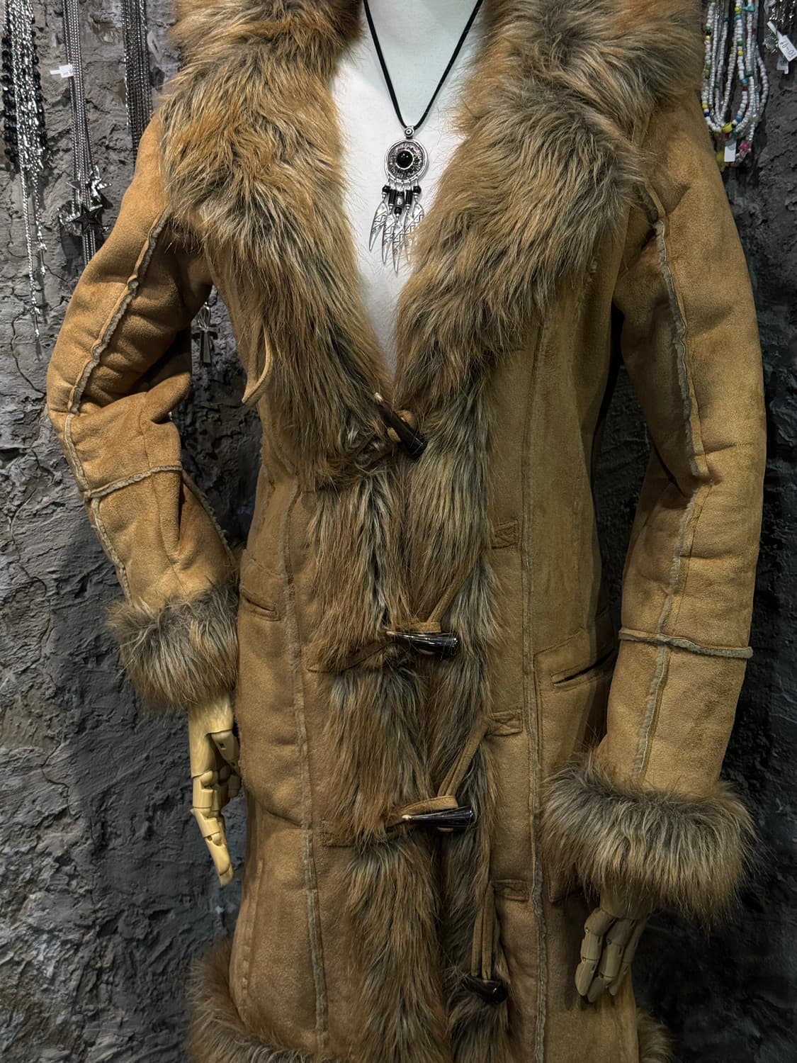 Brown fur suede coat 상품이미지4