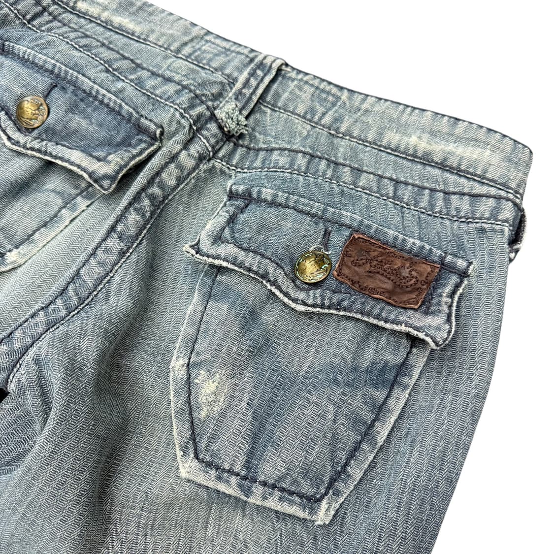 JPN 포켓 디테일 워싱 데님 로우라이즈 부츠컷 팬츠 상품이미지5