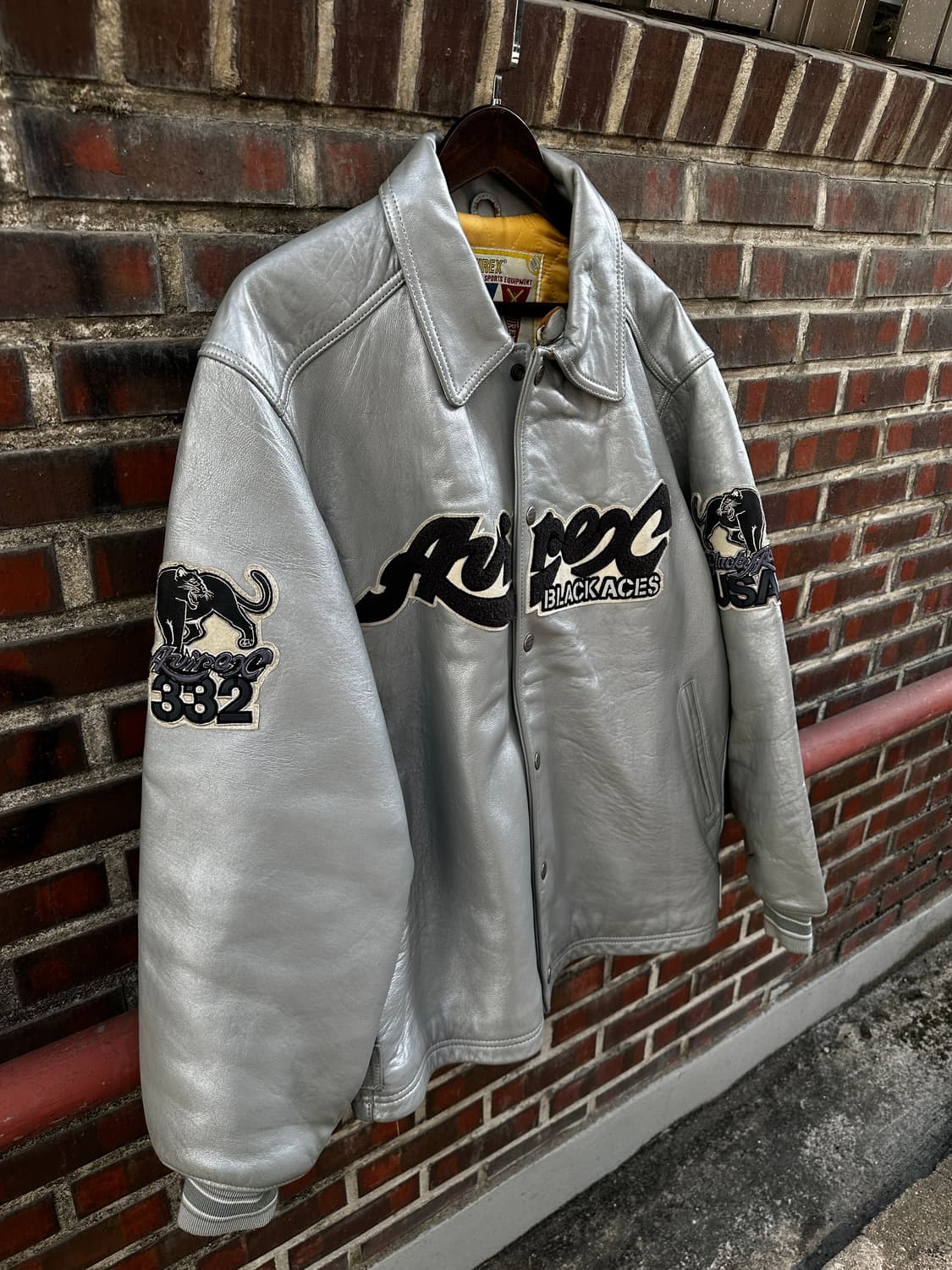 AVIREX 블랙에이스 레더 바시티 자켓(희귀 컬러) 상품이미지1