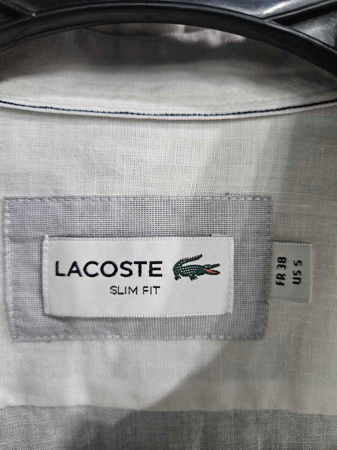 라코스테 화이트 남성 슬림핏 95 마 100% 긴팔셔츠  상품이미지3