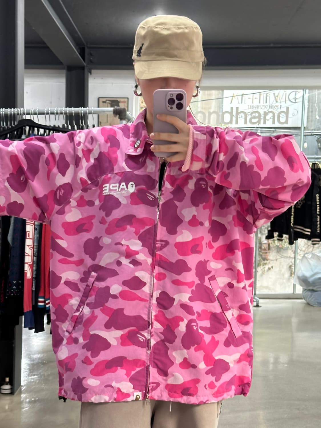 베이프 핑크카모 팔분리 투웨이 코치 자켓 상품이미지3